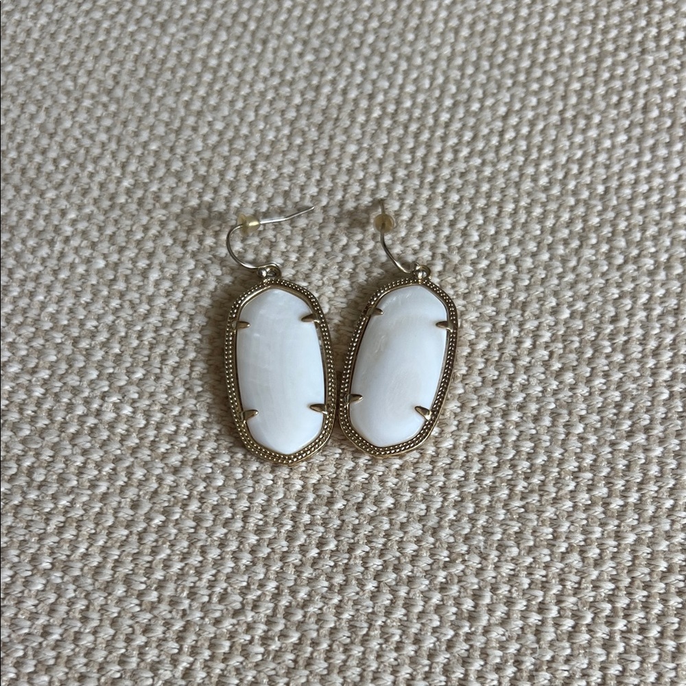 Kendra Scott Gold and White Stone Earrings